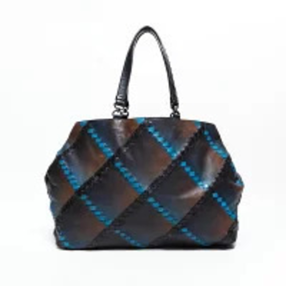 Bottega Veneta Intrecciato Tote Bag Brown Blue